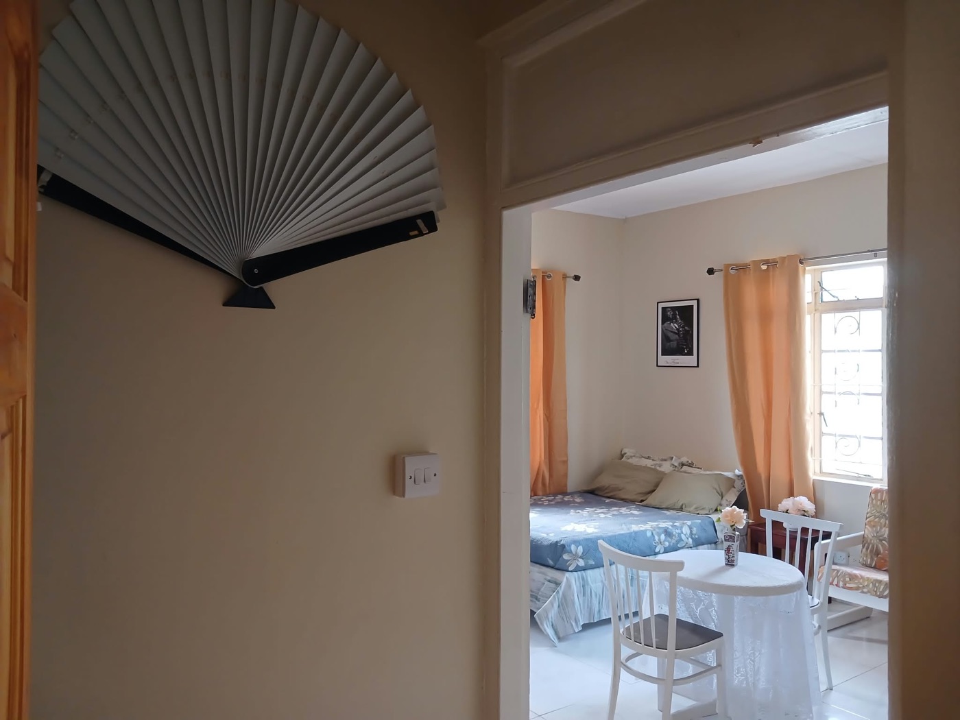 Entry hall with its decorative paper fan