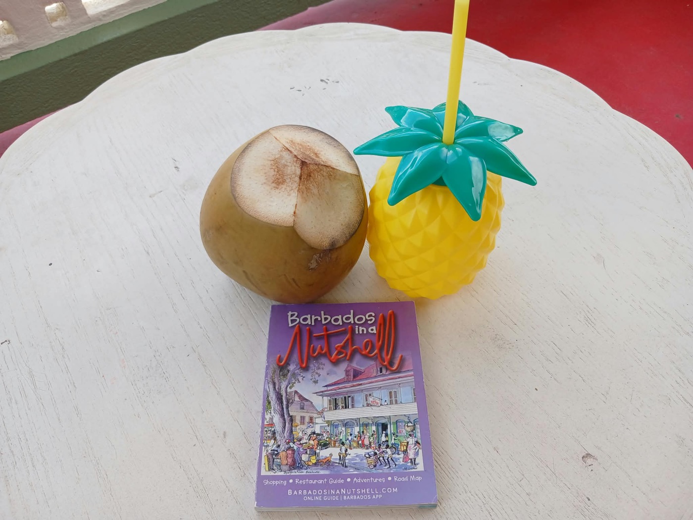 Coconut and pineapple cup on the veranda